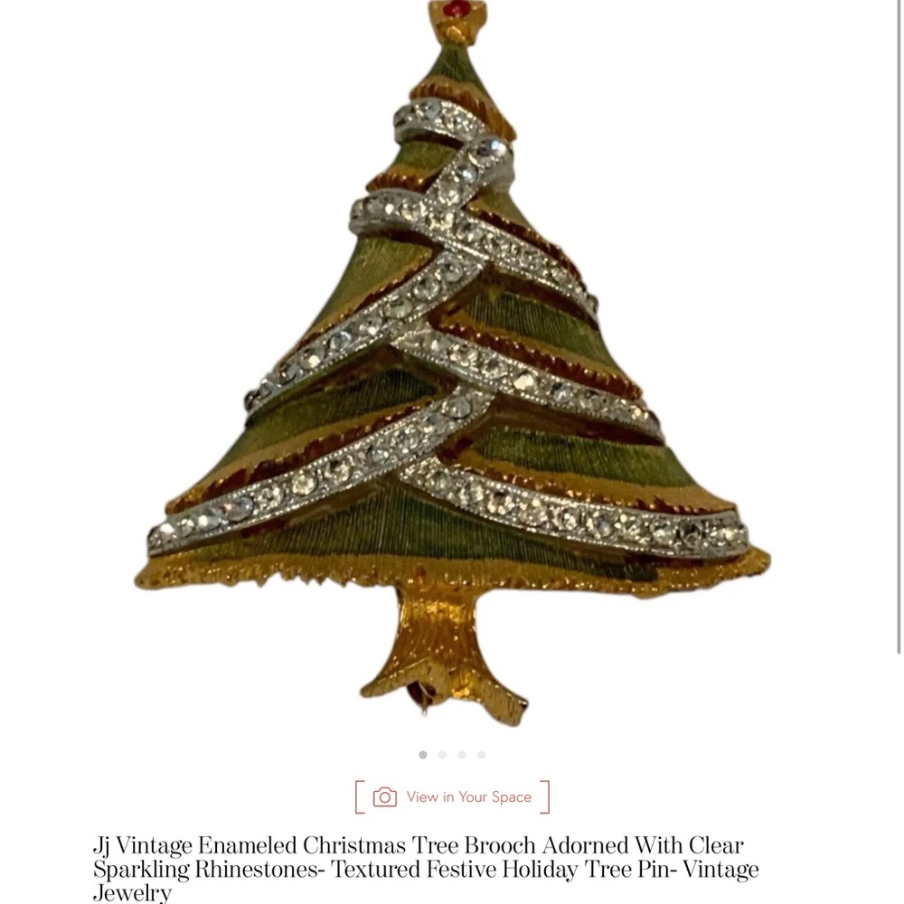 Vintage Christmas Tree Brooch with Rhinestones